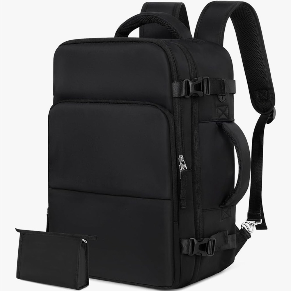 2Pcs Black Sports Travel Backpack / Daypack, Carry On Airplane Weekender Bag